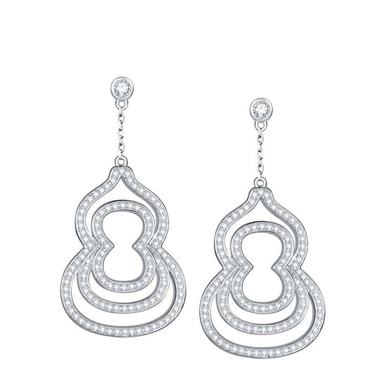 2023 New Chinese Style Gourd Stud Earrings S925 Silver Moissanite Popular Long Diamond Set Diamond Premium Stud Earrings
