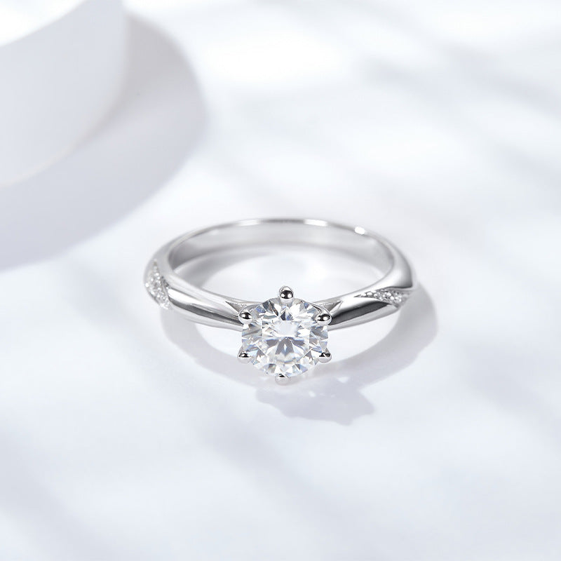 1 carat 2 carat psychic six-claw moissanite second over drill pen S925 silver plated 18k gold ring