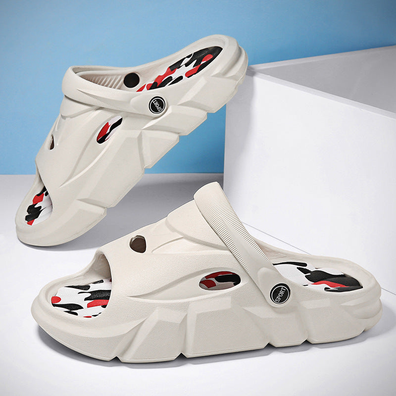Coconut slippers for men, summer wear, trendy-like sports beach shoes, sandals, non-slip, wear-resistant, thick-soled flip-flops