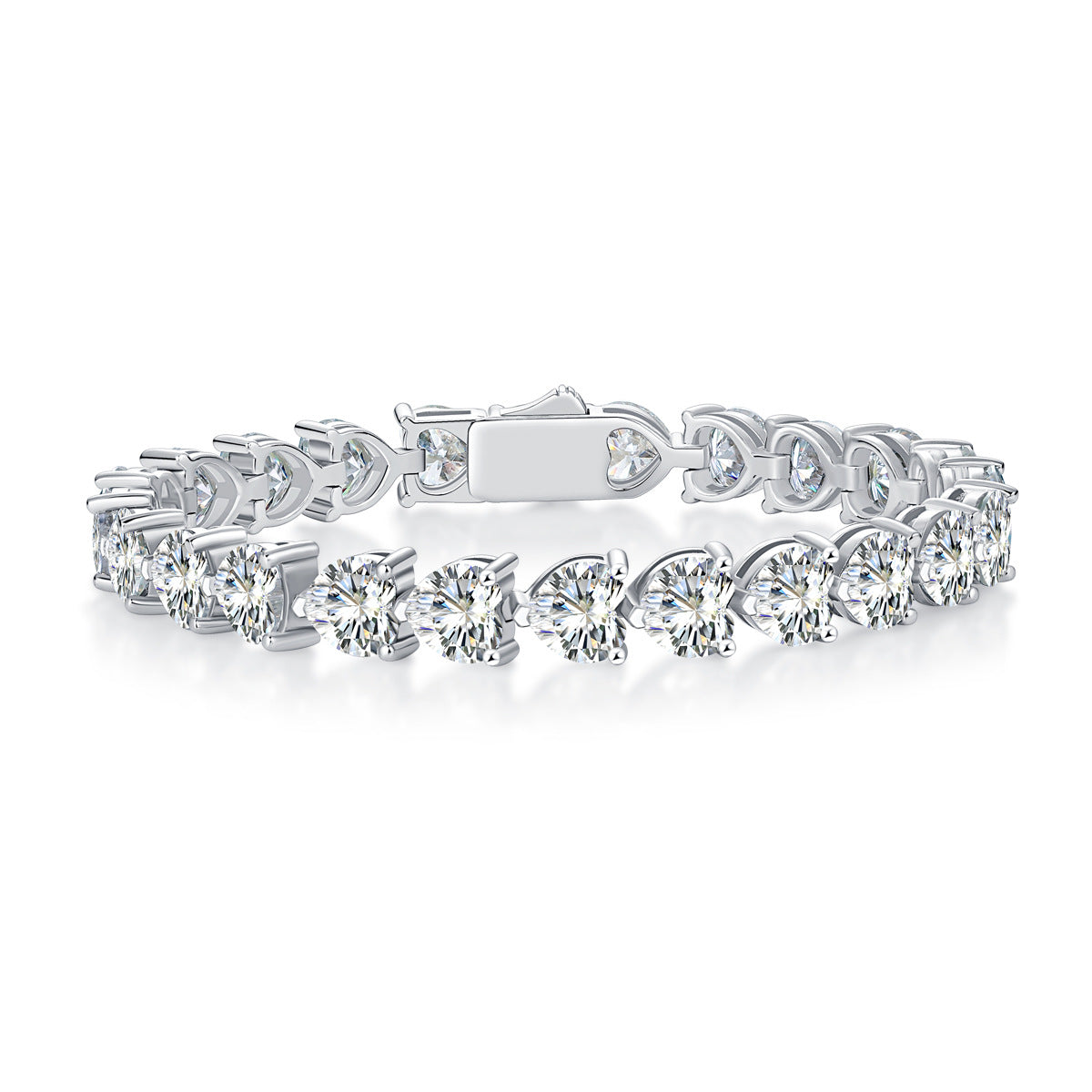 Full diamond 6.5mm heart shaped full moissanite hand ornament S925 silver plated 18k gold luxury bracelet