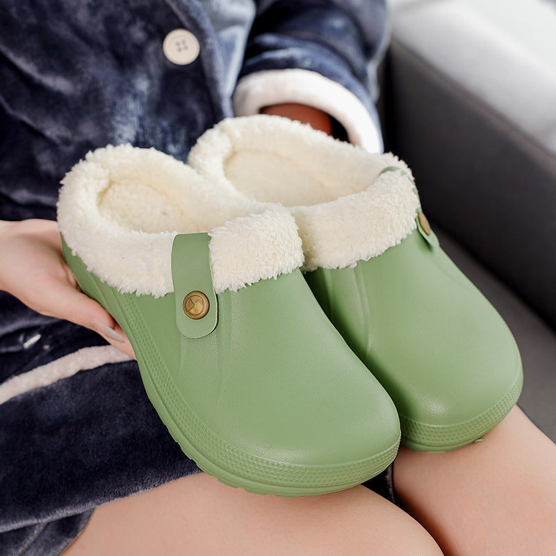 Winter large size velvet new home cotton slippers for women couples Baotou cotton shoes for men to keep warm