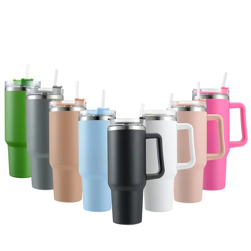 40Oz Insulated Stainless Steel Tumbler with Handle and Straw