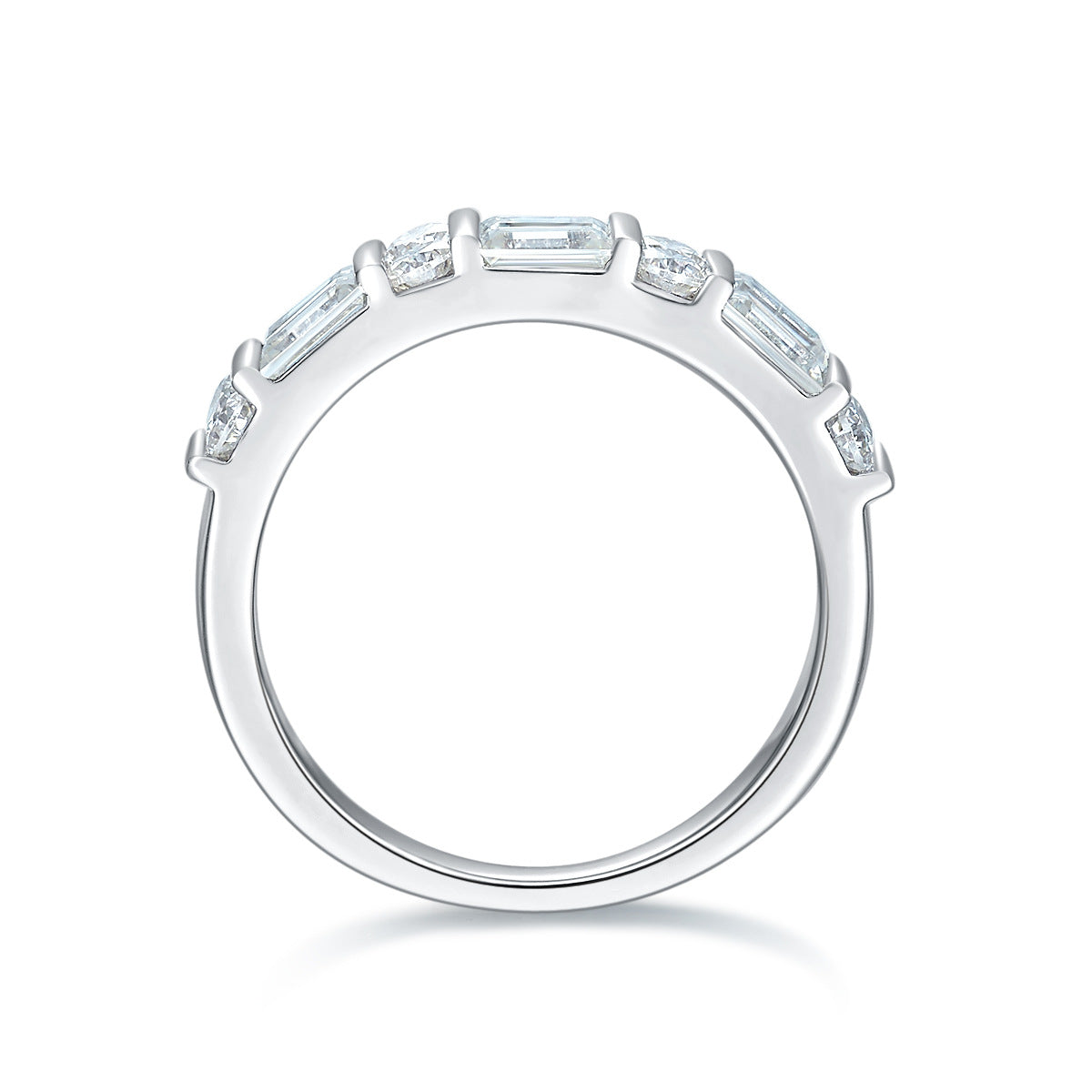 2*4mm rectangular full Moissanite 925 silver plated 18k gold ring