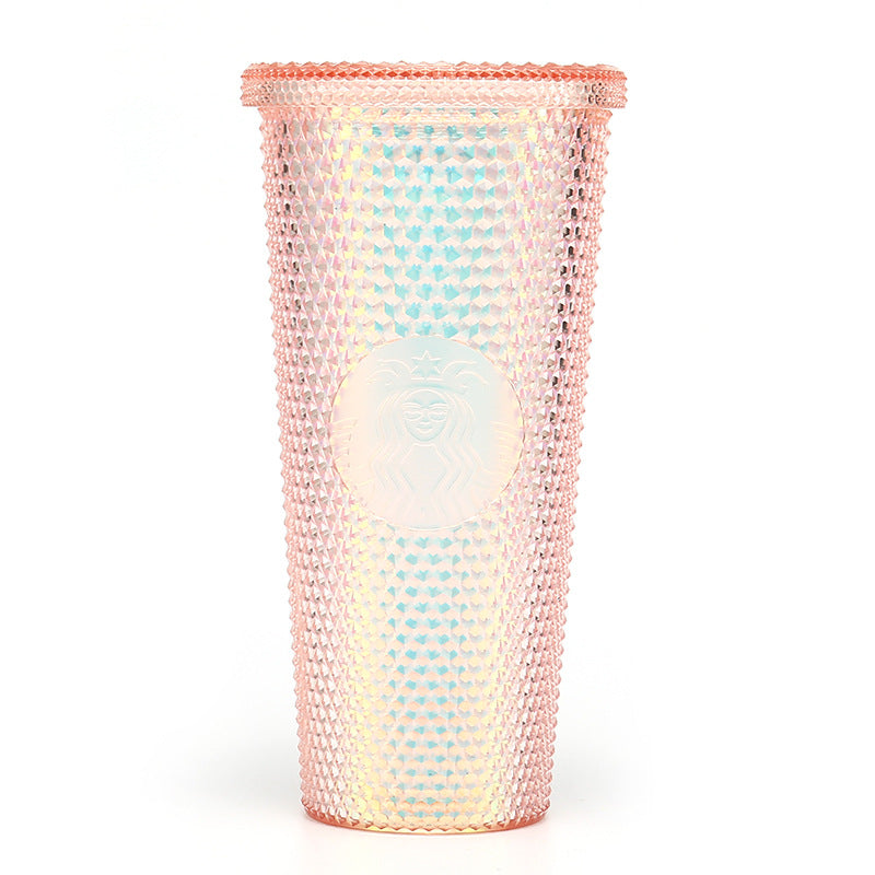 Cup ins style high value girls gift diamond cup large capacity double-layer plastic straw cup durian cup