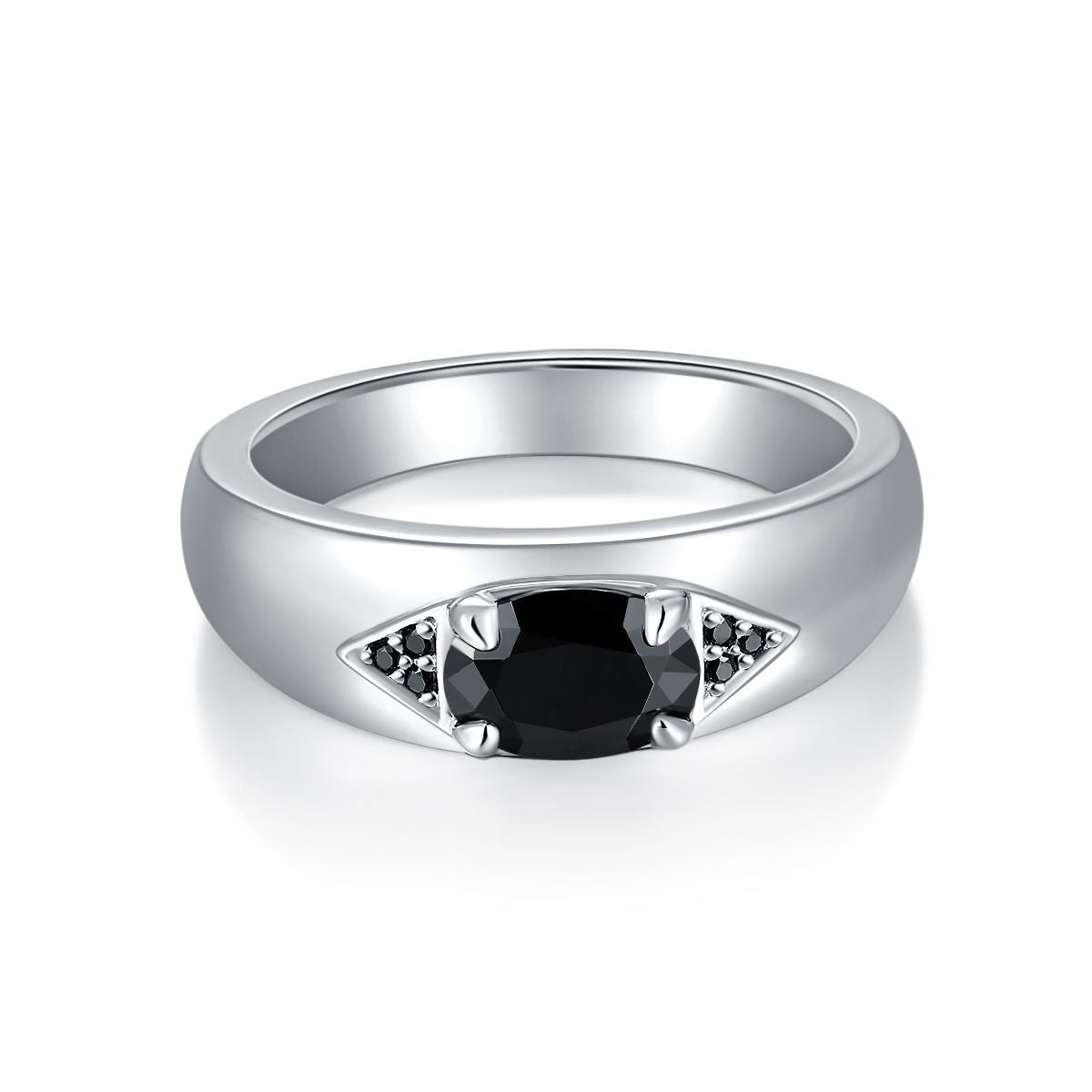 Niche design oval 5*7mm 1 carat black moissanite ring men's sterling silver plated 18k gold ring over diamond pen