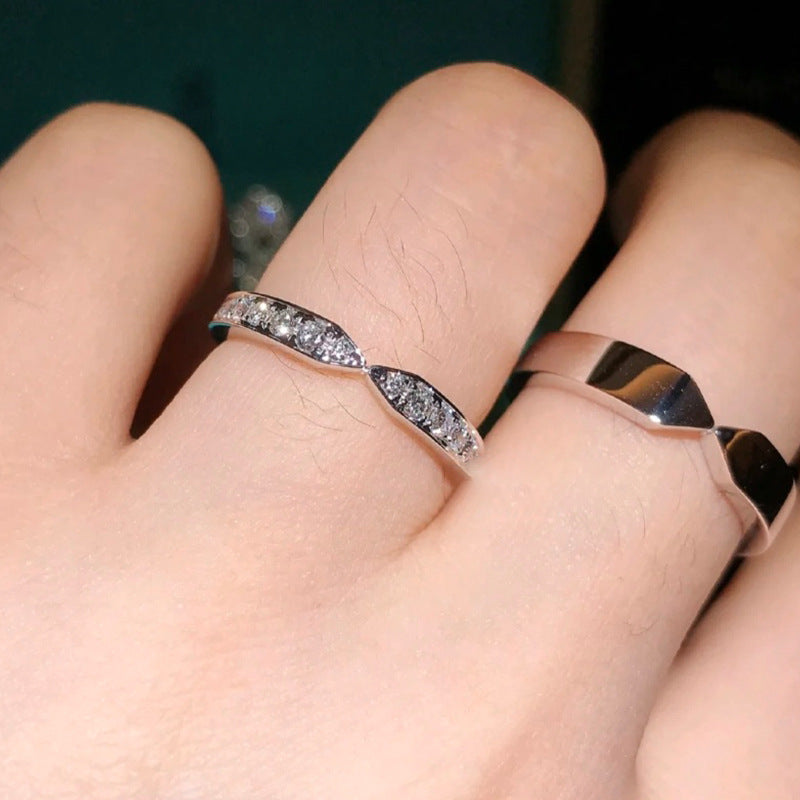 S925 Silver Plated 18k Gold Moissanite Couple Proposal Fashion Pair Ring Engagement Ring Free Engraving