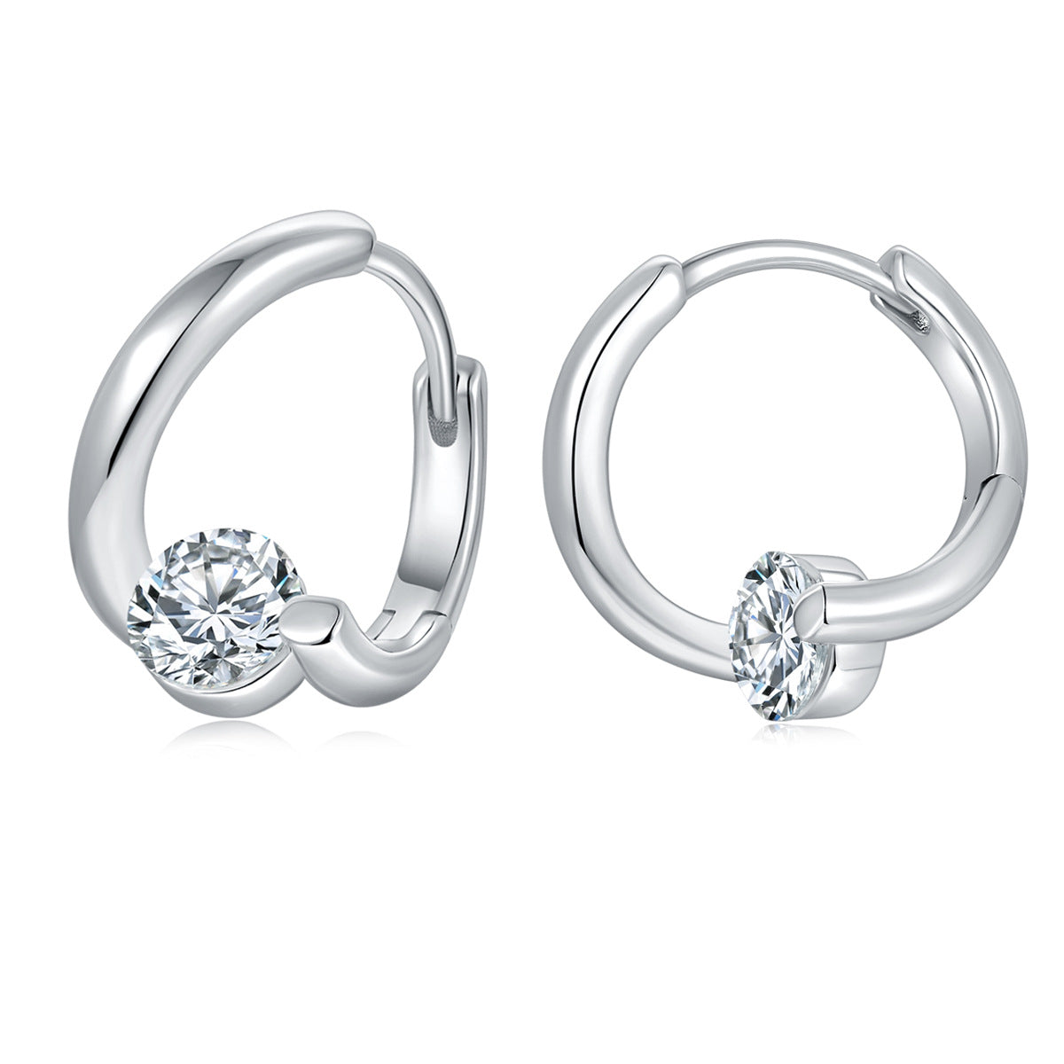 Niche ins style earrings 5.0mm round moissanite simple commuter style female stud earrings