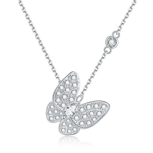 Style of a drop-hair luxury full of diamonds inlaid with zircon, marquise, moissan, diamond over diamond pen butterfly necklace
