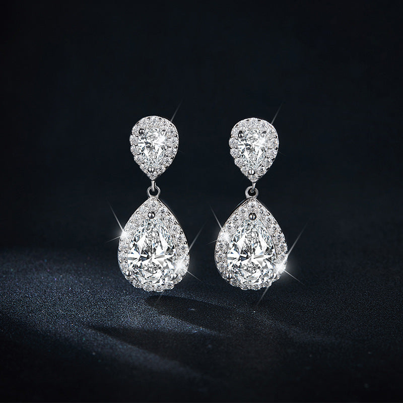 Luxury Water Drop D Color Pear Moissanite Earrings S925 Sterling Silver Gold Plated Stud Earrings