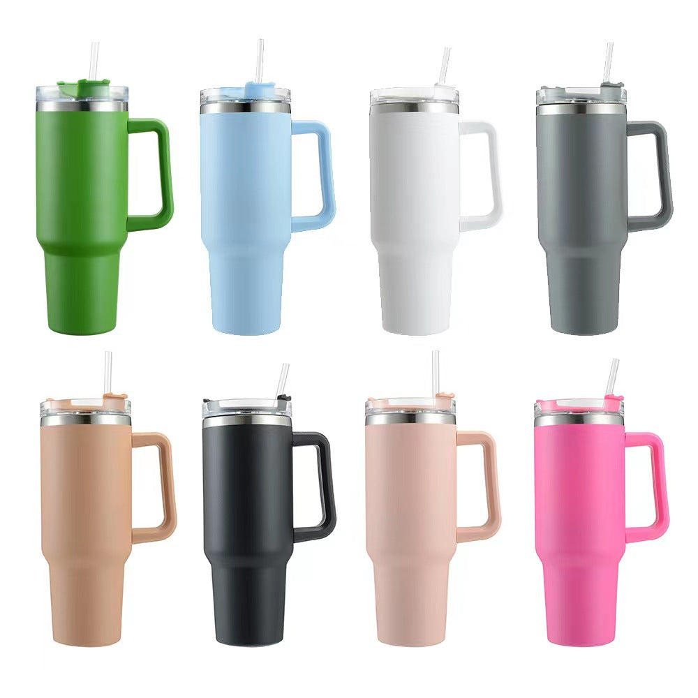 40Oz Insulated Stainless Steel Tumbler with Handle and Straw