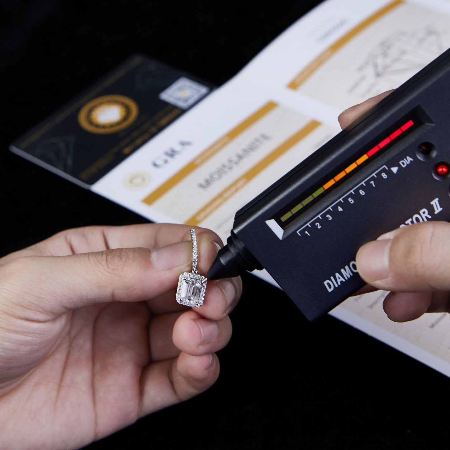 Emerald cut 6*8mm round inlaid square bag earrings S925 sterling silver gold-plated women's full Moissanite earrings