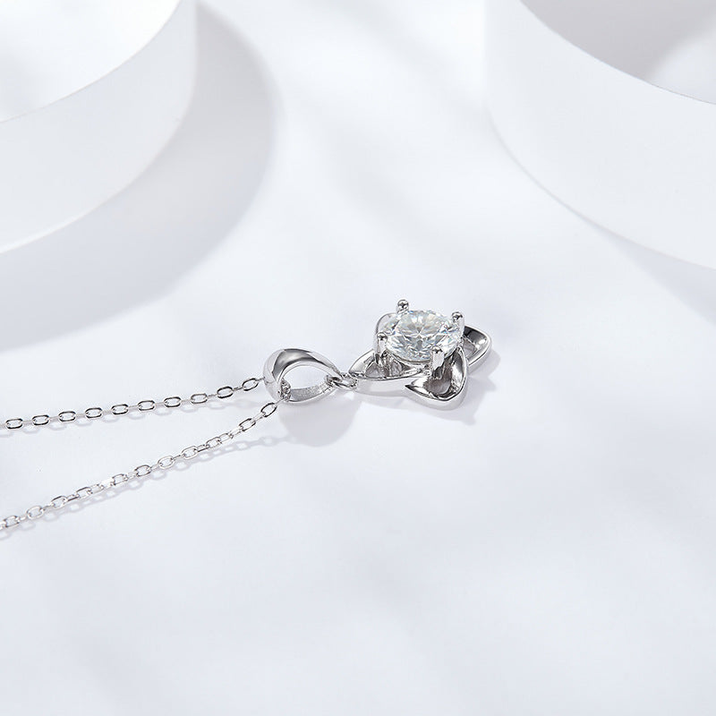 Valentine's Day Gift 925 Sterling Silver Pendant Lucky Clover Windmill Necklace Gift For Girls