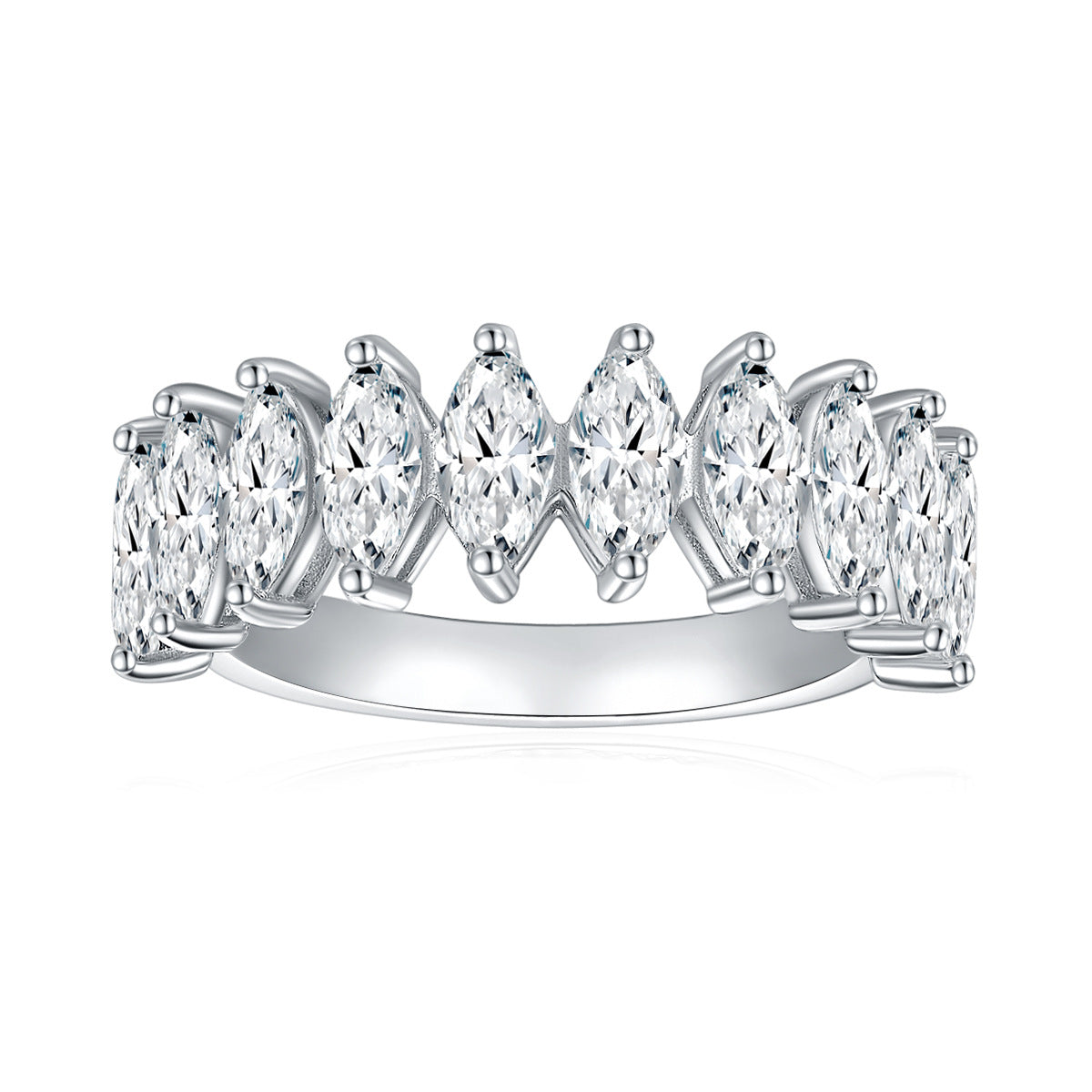 Full circle 3*6mm marquise shape half ring ring silver plated 18k gold ring