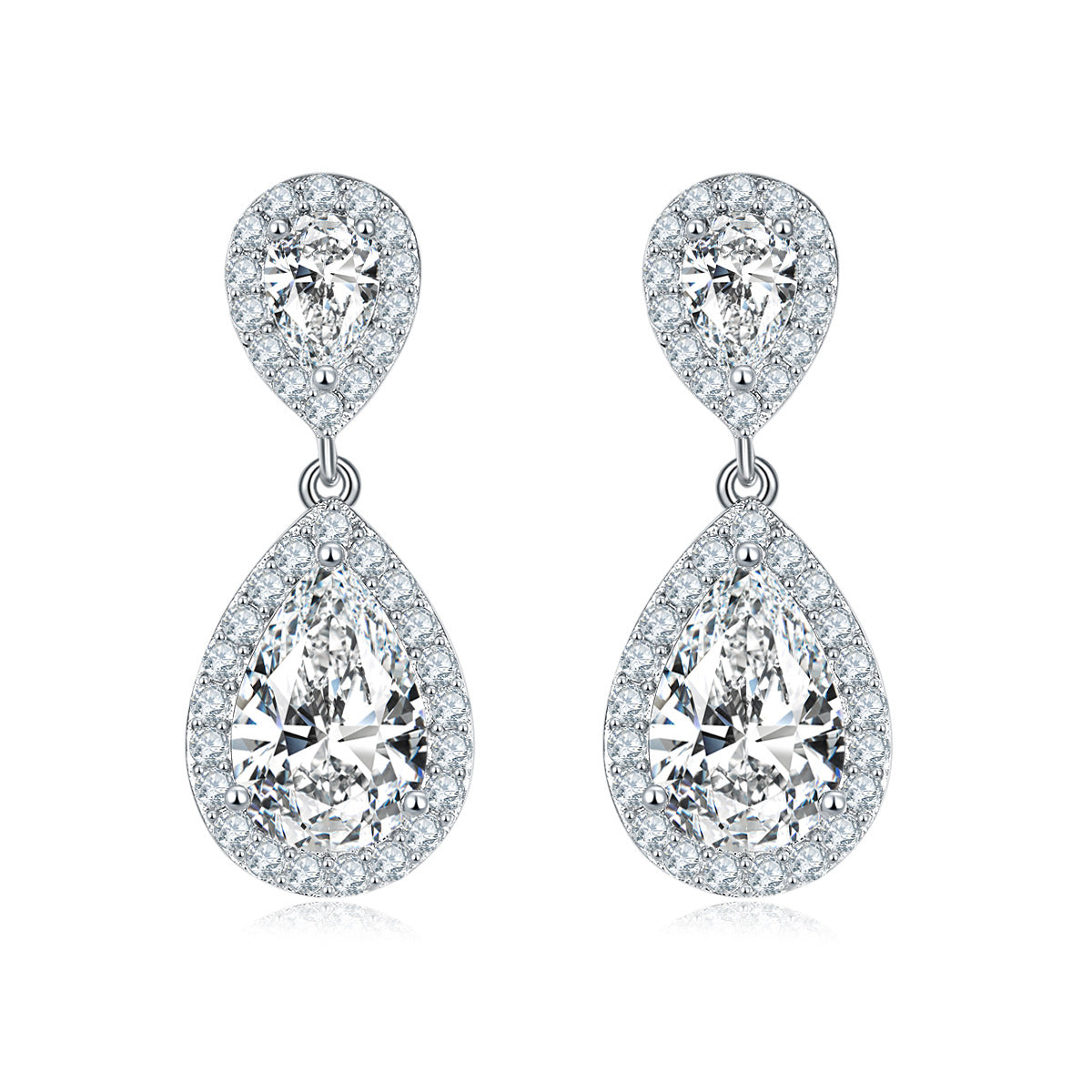 Luxury Water Drop D Color Pear Moissanite Earrings S925 Sterling Silver Gold Plated Stud Earrings