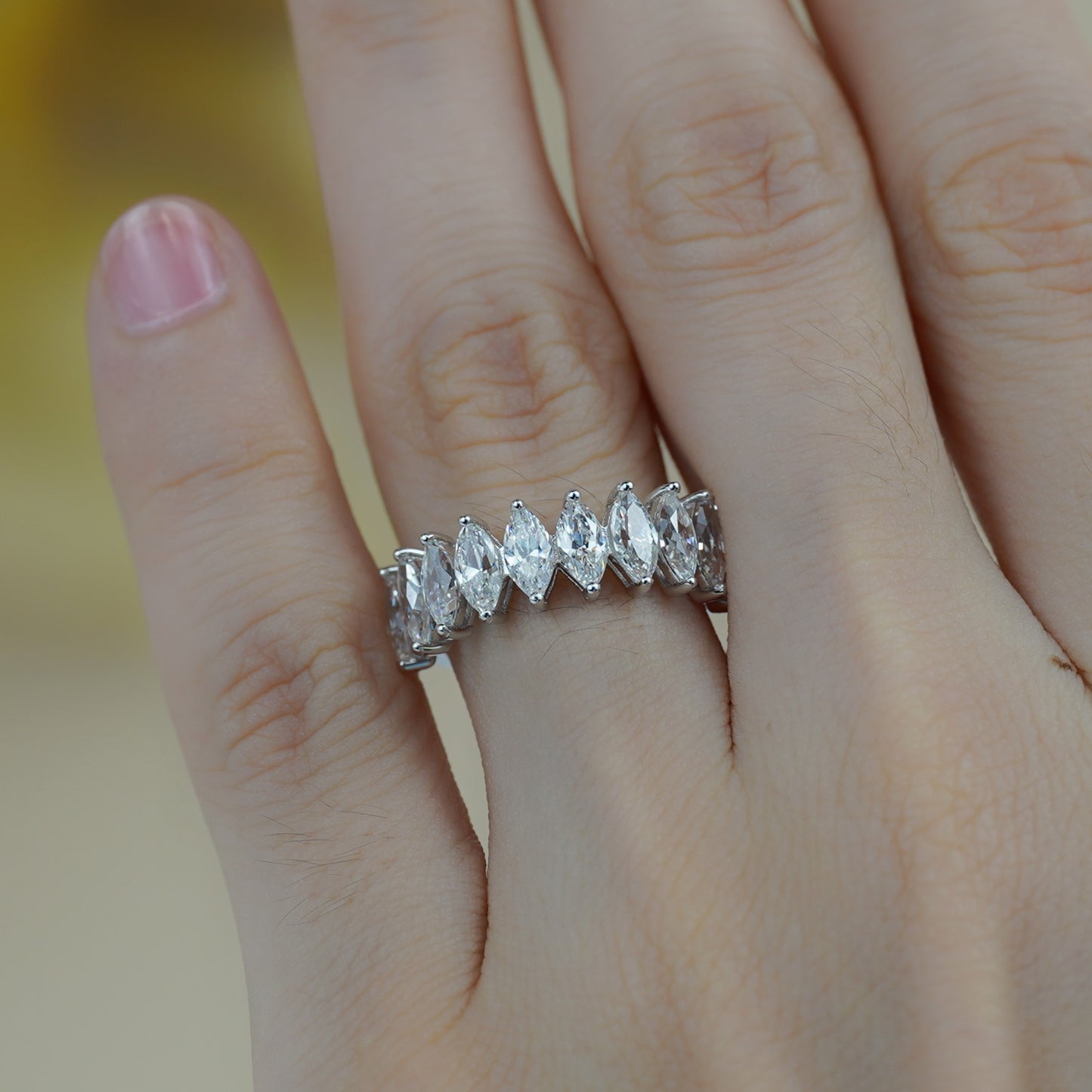 Full circle 3*6mm marquise shape half ring ring silver plated 18k gold ring