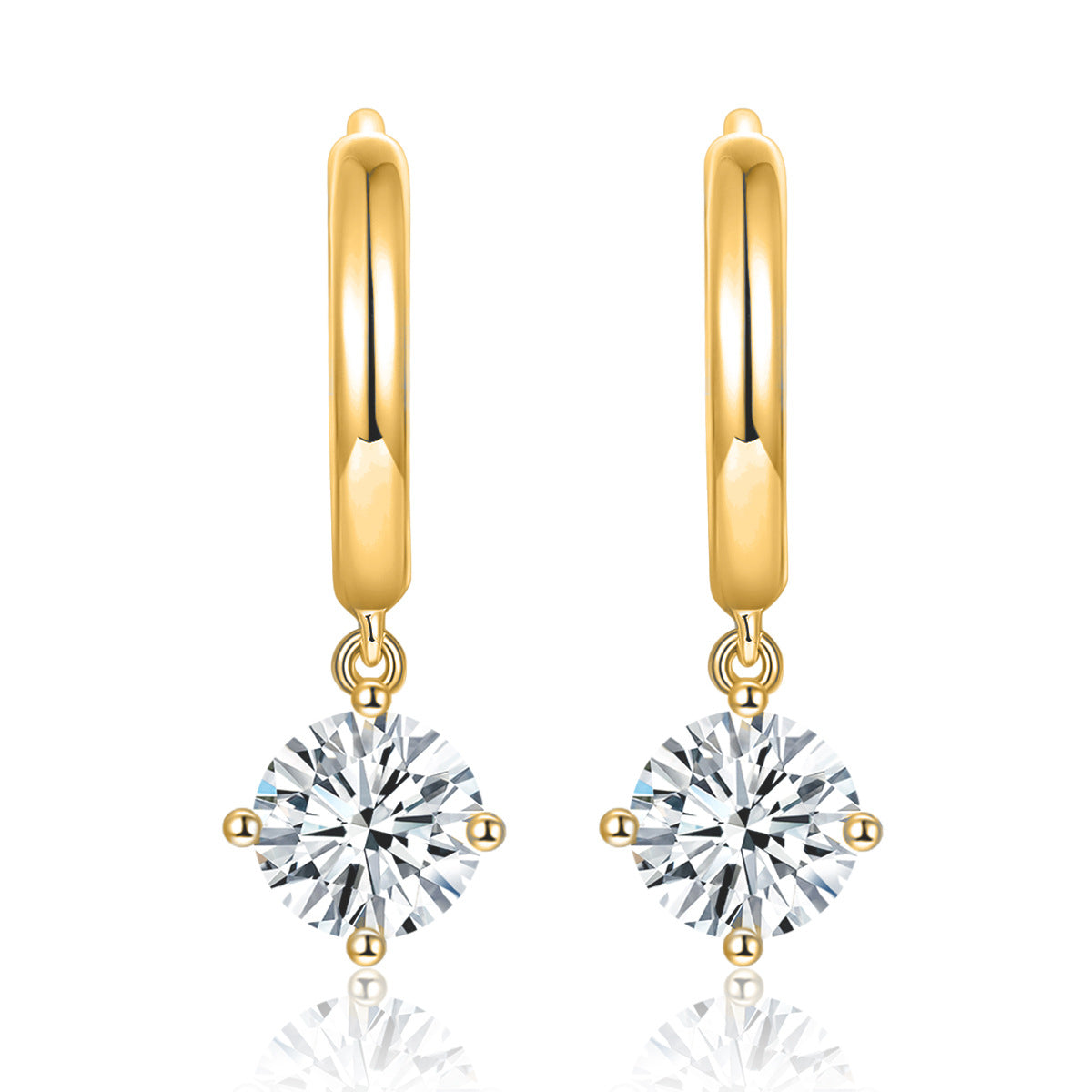 Classic four-claw earrings 5.0mm round moissanite earrings will not drop the studs