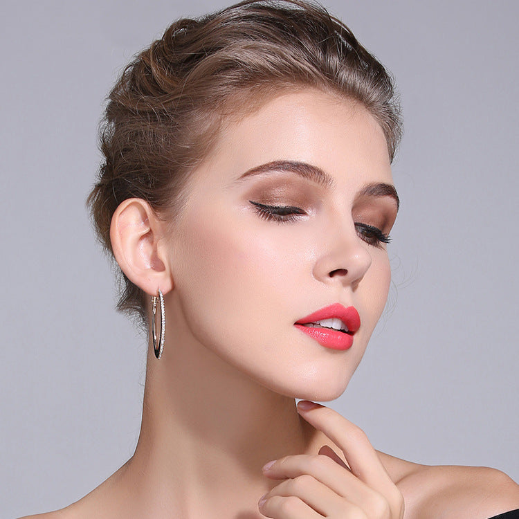 New Circle Earrings S925 Sterling Silver Stud Earrings Women's High-end Moissanite Earrings Show Small Face