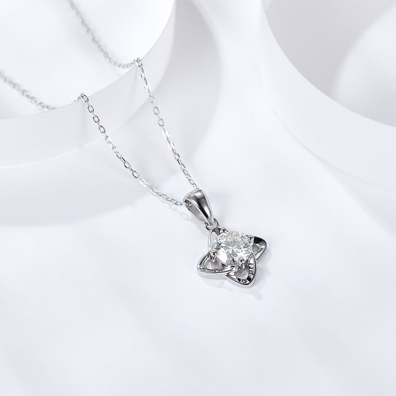 Valentine's Day Gift 925 Sterling Silver Pendant Lucky Clover Windmill Necklace Gift For Girls