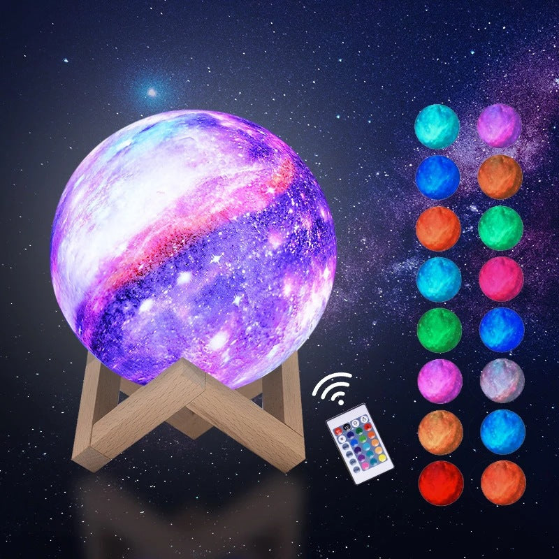 Moon Night Light Dimmable 3D Print Galaxy Moon Light with Stand Remote & Touch Control and USB Rechargeable