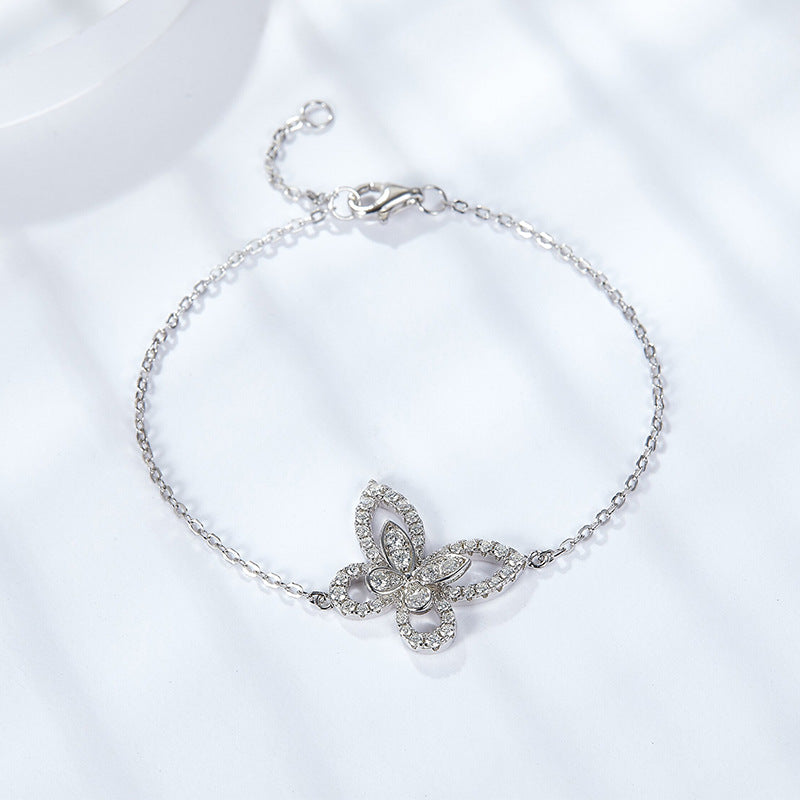 Fashion Classic Graff Butterfly Full Diamond Moissanite Bracelet S925 Silver Plated 18k Gold Stacked Hands