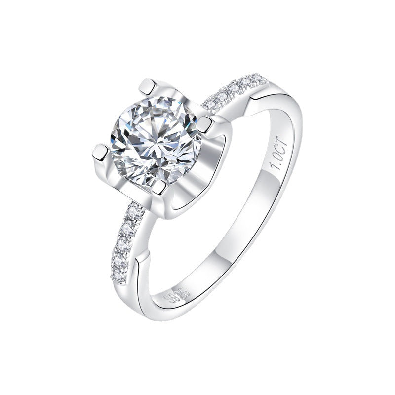 S925 Silver Plated 18K Gold Closed Bull Head Small Man Waist Bull Head Women's Ring D Color Moissanite Diamond Diamond Ring