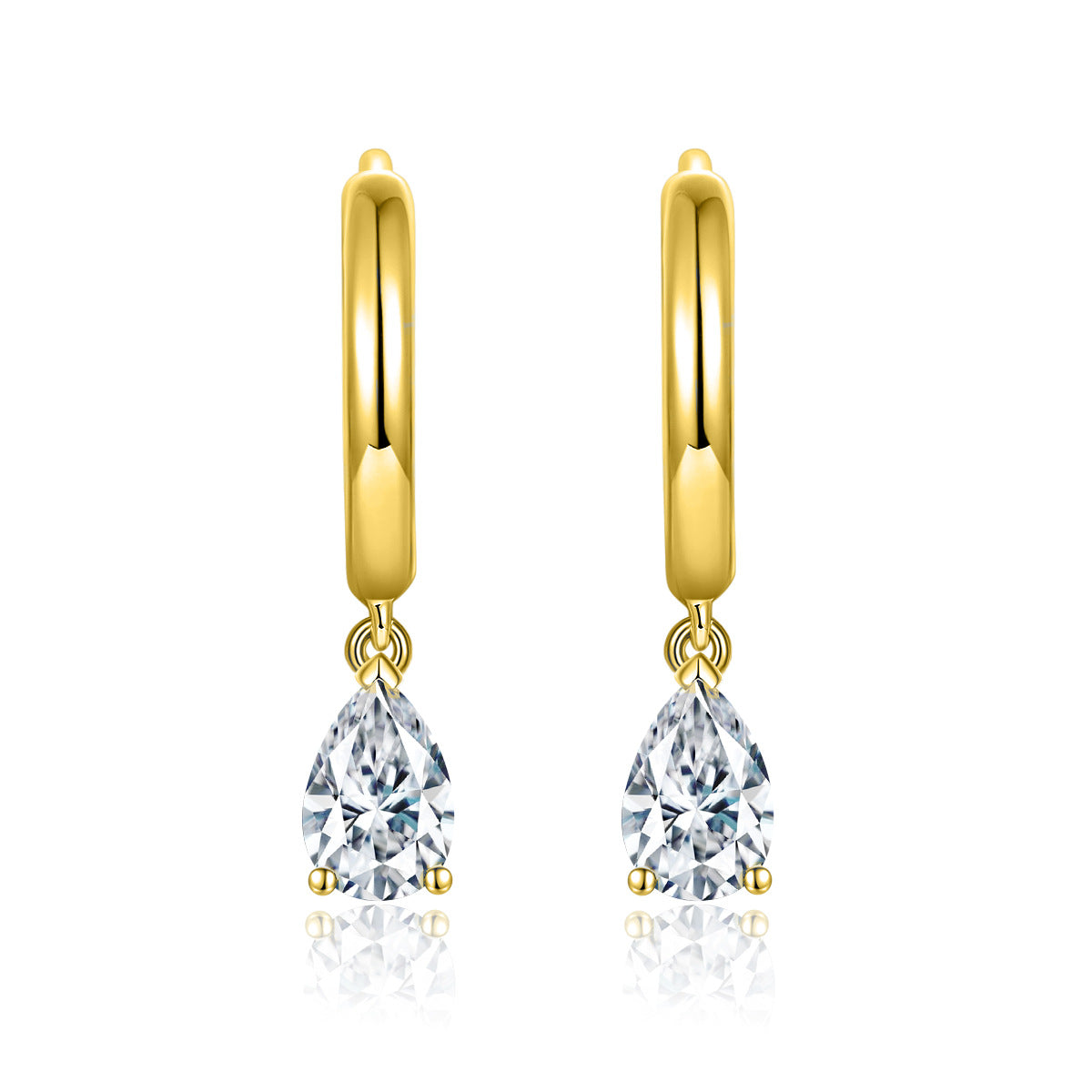 New 4*6mm Drop Pear Drop Earrings Authentic Moissanite Drill Pen S925 Silver Plated 18k Gold Earrings