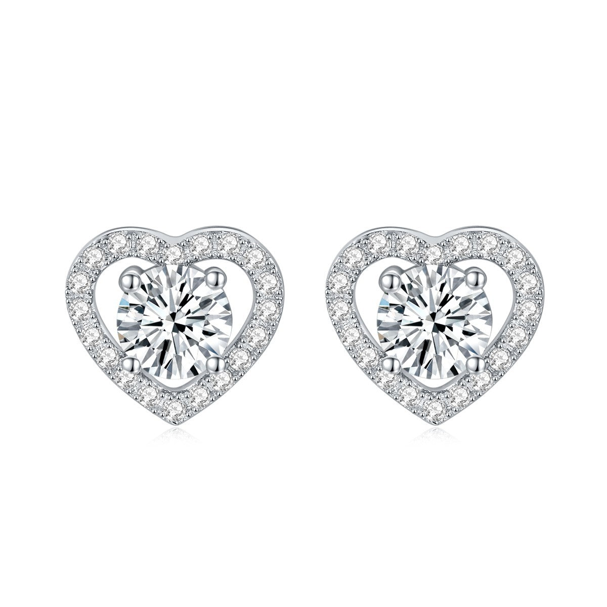 Fashion lady style love earrings round moissanite 925 silver plated 18K gold stud earrings