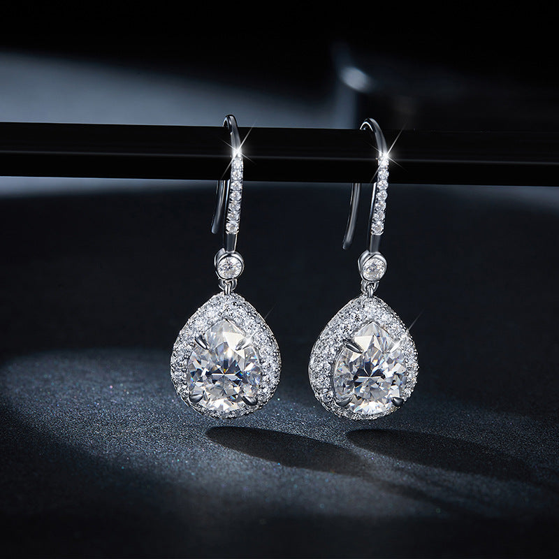 7*9mm pear-shaped full moissanite S925 silver-plated 18k gold earhook