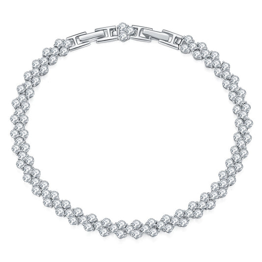 Full diamond round 2.8mm irregular V-shaped bracelet S925 silver inlaid moissanite bracelet