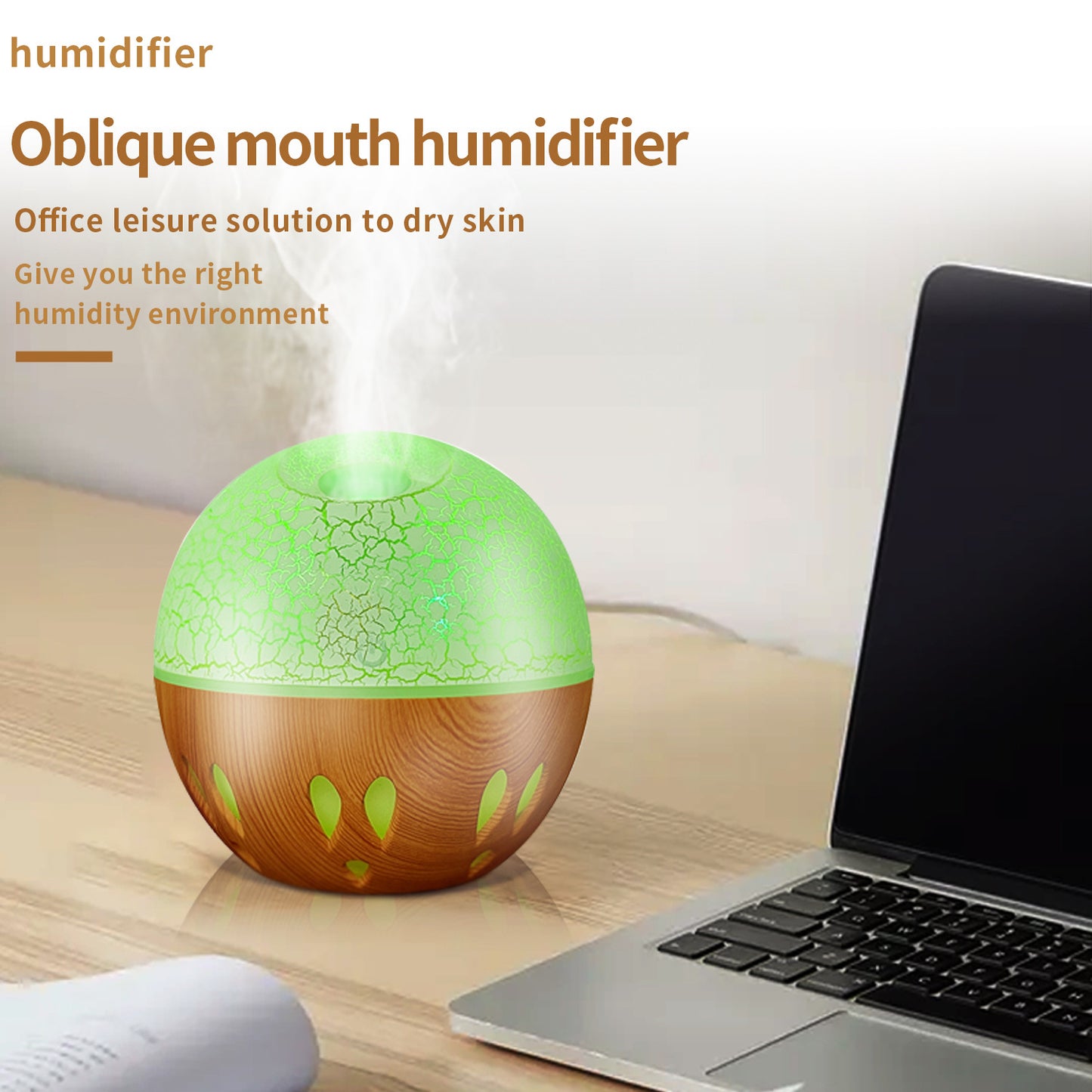 Large-capacity USB atomization aroma diffuser, wood grain mini household car humidifier, fog diffuser
