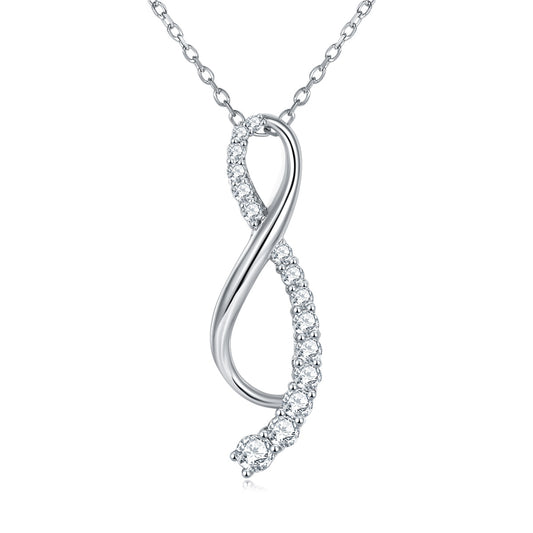High-end design sterling silver inlaid moissanite pendant versatile women's necklace temperament