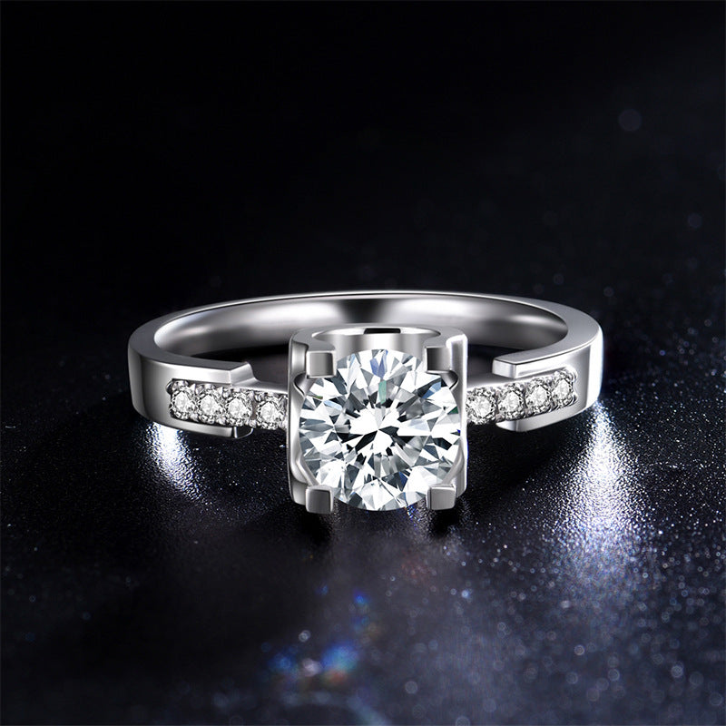 S925 Silver Plated 18K Gold Closed Bull Head Small Man Waist Bull Head Women's Ring D Color Moissanite Diamond Diamond Ring