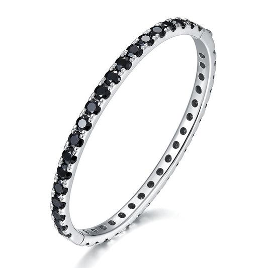 Full circle 4mm round black moissanite bracelet hip hop style unisex S925 silver gold plating