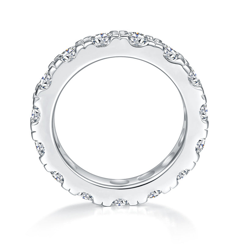 Cross-border Full Circle 4mm Round D Color Moissanite Row Ring Unisex S925 Silver Gold Plated Ring