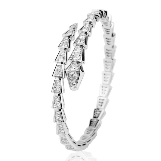 Light luxury full diamond spring adjustable snake bone bracelet S925 silver plated 18k gold inlaid moissanite bracelet