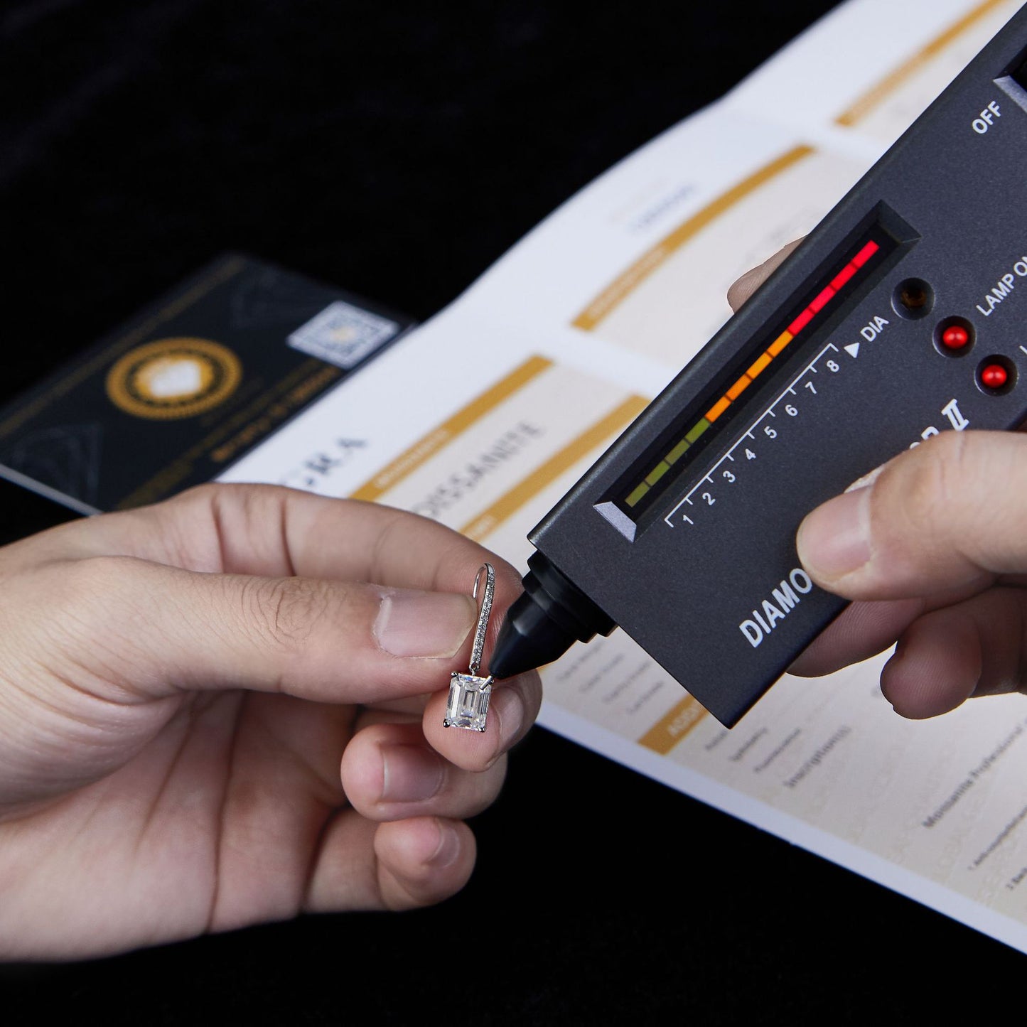 Emerald cut 6*8mm square ear hook S925 sterling silver gold-plated women's full moissanite earrings