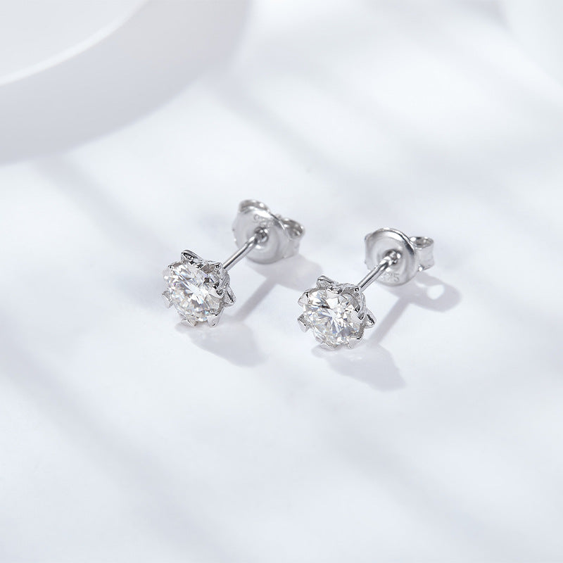 50 points - 1 carat snowflake 925 silver fashion light luxury moissanite stud earrings