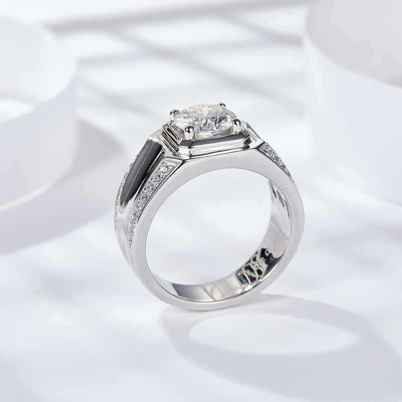 streaming moissanite diamond ring 1 carat silver plated 18k white gold men's ring white gold wedding ring couple