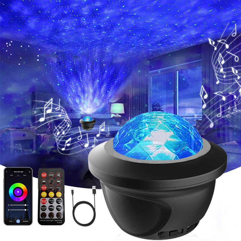 Starry sky light, projection light, laser water ripple light, bluetooth music atmosphere, night light, creative romantic projector light