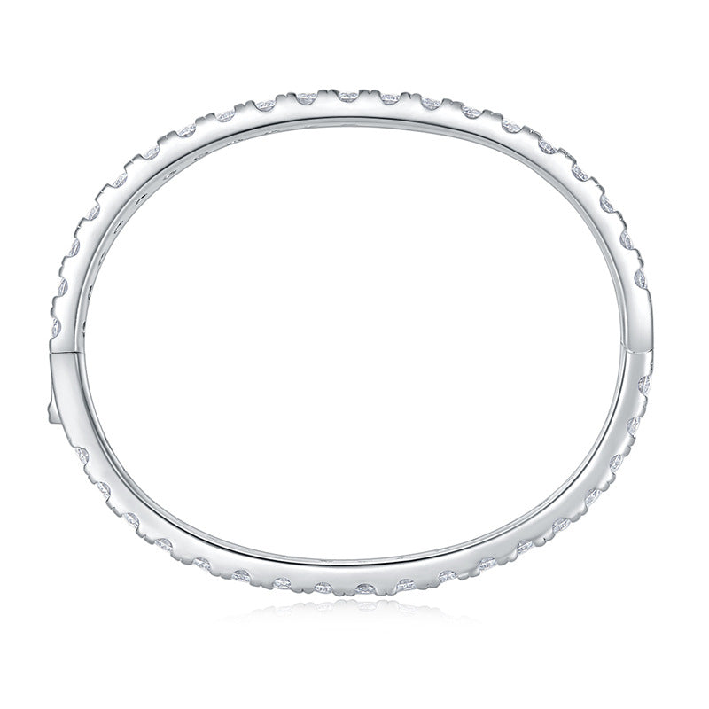 Full Circle 4mm Round D Color Moissanite Bracelet Unisex S925 Silver Gold Plated