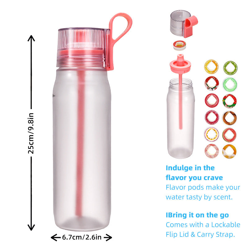650ml Air Water Bottle Fruit Fragrance Air Starter Set Drinking Bottles with 5 Flavour Pods 0 Sugar, Leak-proof, BPA Free