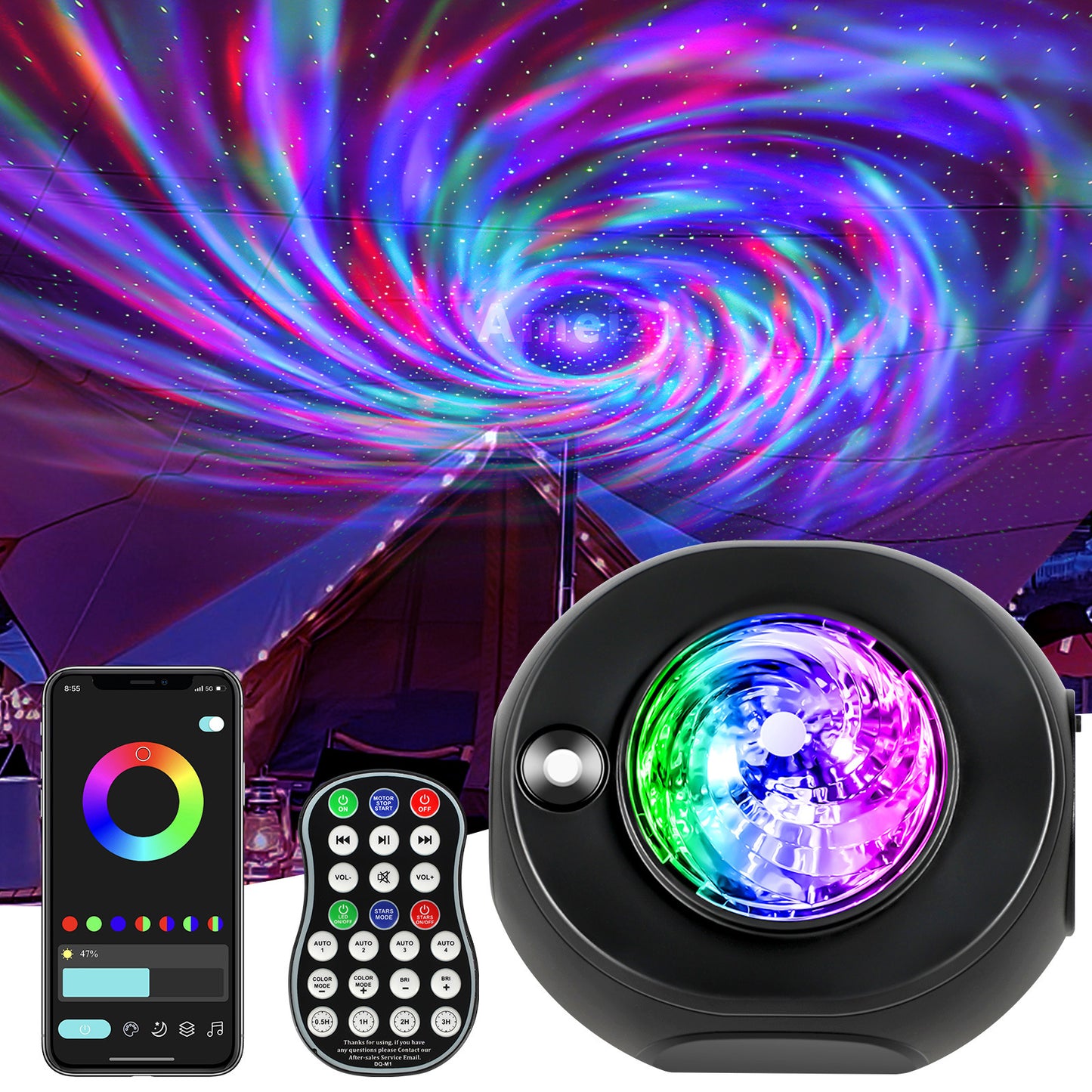 Smart Galaxy Projector Starry Sky Night Light Bluetooth-Speaker LED Nebula Lamp Bedroom