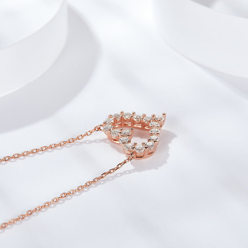 S925 sterling silver inlaid moissanite pendant necklace classic medium heart necklace personality temperament fashion clavicle chain