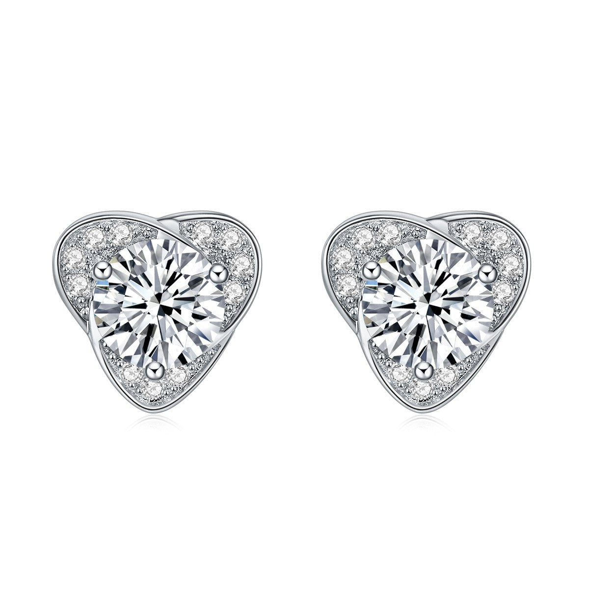 D color moissanite 925 silver plated 18K gold heart flower blossom earrings full of diamond heart shaped Valentine's Day gift one drop