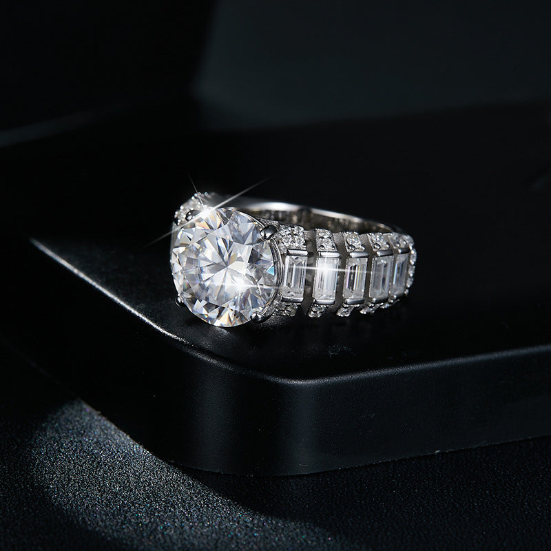 5 carat round moissanite baguette diamond ring luxury large carat hand ornament women