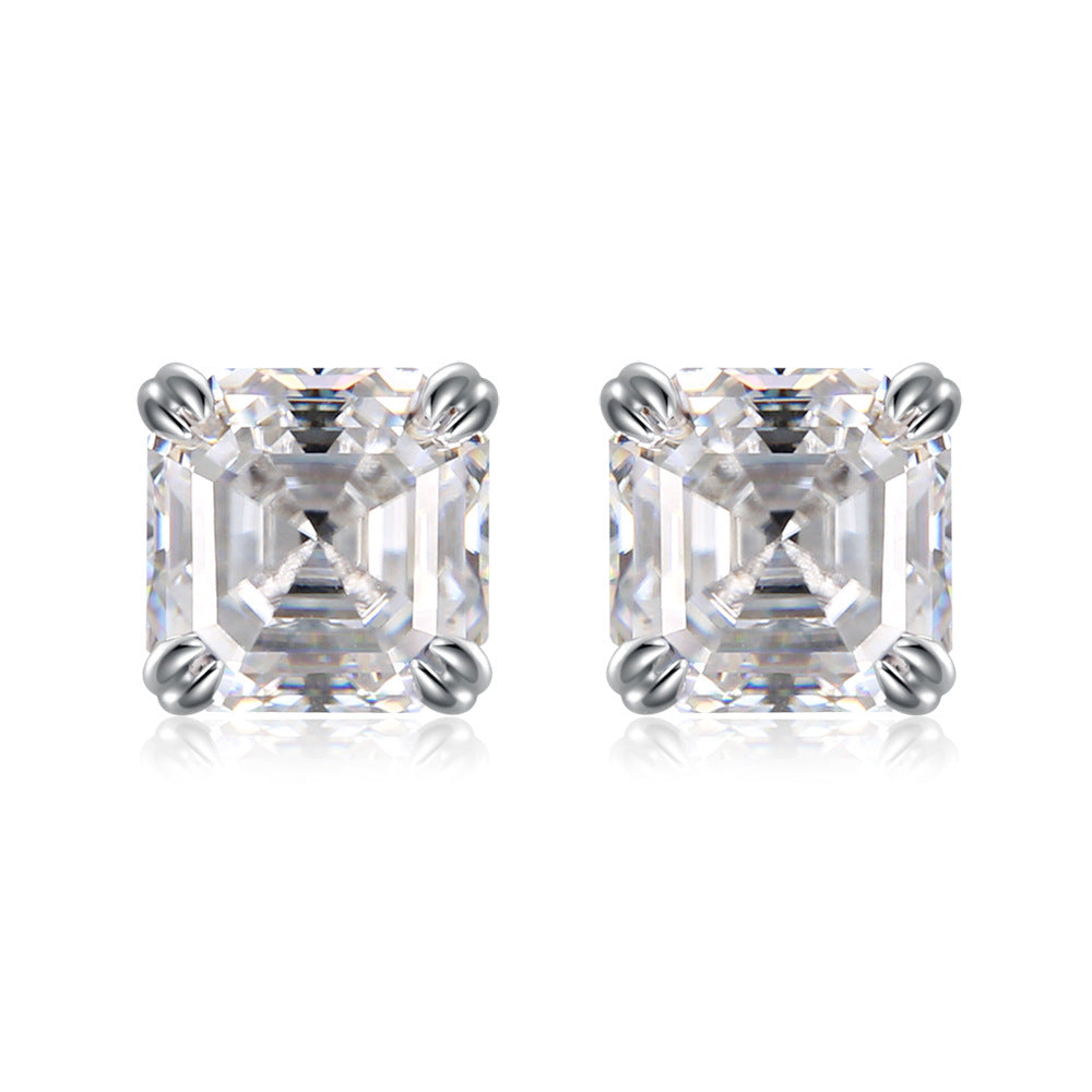 New 925 silver 2 carat pagoda shape D color moissanite ascheel earrings