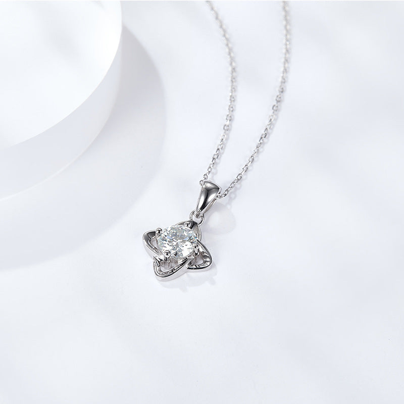 Valentine's Day Gift 925 Sterling Silver Pendant Lucky Clover Windmill Necklace Gift For Girls