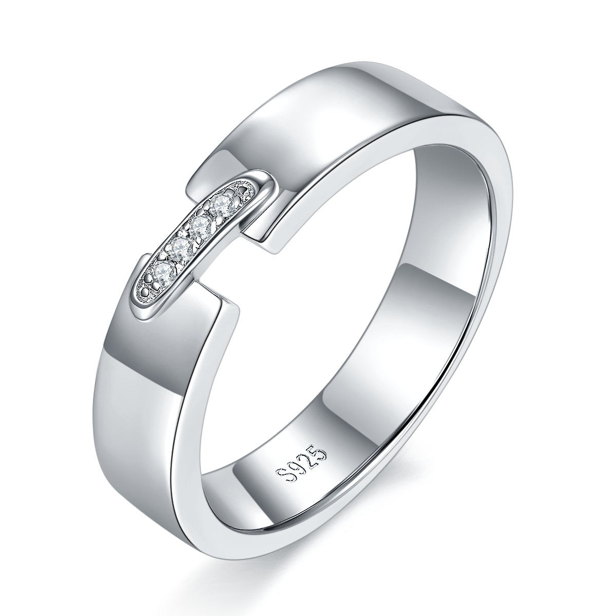 Niche couple wedding rings are simple and atmospheric, silver-plated 18K white gold inlaid moissanite ring wedding gift
