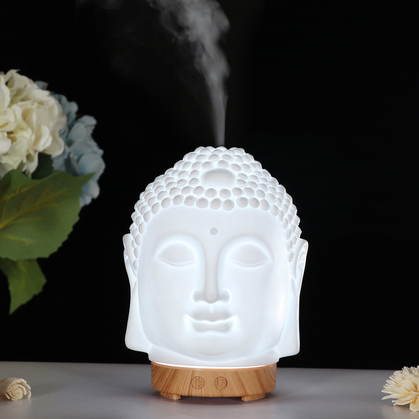 Ceramic Buddha head aroma diffuser, USB ultrasonic essential oil aromatherapy humidifier