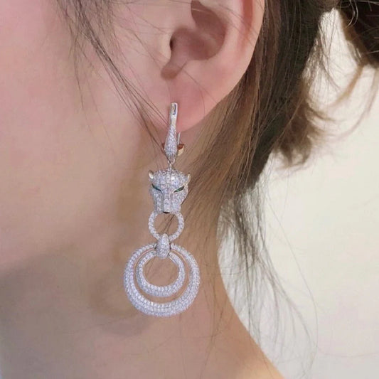 Panthere Drop Earrings - 925 Silver - 18K Gold Plated